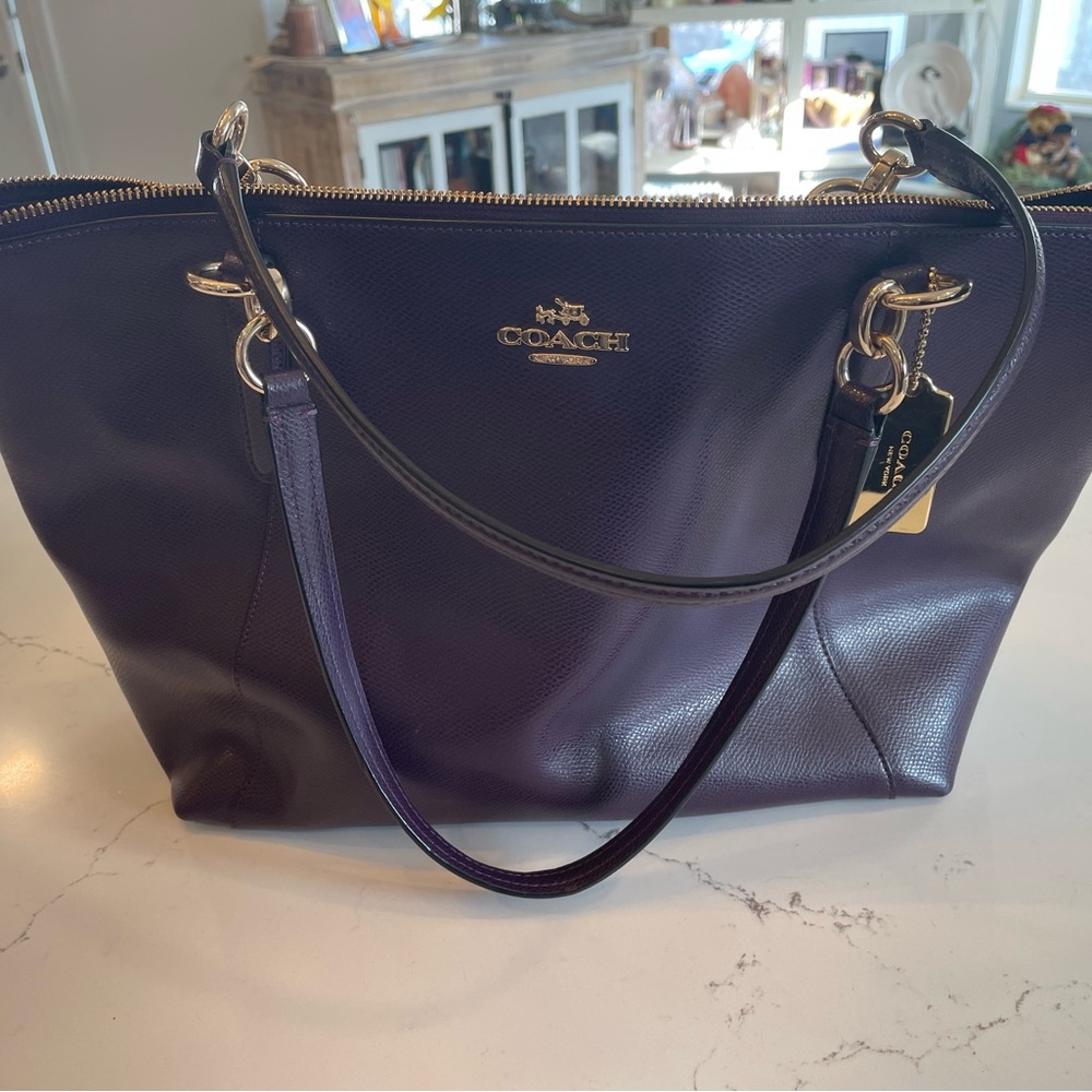 Coach Dark Purple Leather Tote